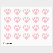 Roze en witte Tartan Dog Paw Print Hart Sticker (Vel)