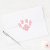 Roze en witte Tartan Dog Paw Print Hart Sticker (Envelop)