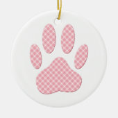 Roze en witte Tartan Dog Paw Print Keramisch Ornament (Voorkant)