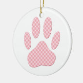 Roze en witte Tartan Dog Paw Print Keramisch Ornament (Links)