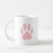 Roze en witte Tartan Dog Paw Print Koffiemok (Links)