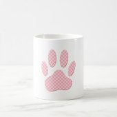 Roze en witte Tartan Dog Paw Print Koffiemok (Center)