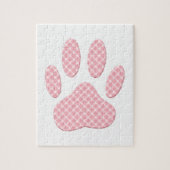Roze en witte Tartan Dog Paw Print Legpuzzel (Verticaal)