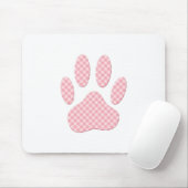 Roze en witte Tartan Dog Paw Print Muismat (Met muis)