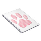 Roze en witte Tartan Dog Paw Print Notitieboek (Rechterzijde)