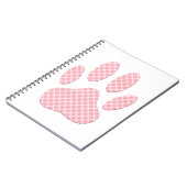 Roze en witte Tartan Dog Paw Print Notitieboek (Linkerzijde)