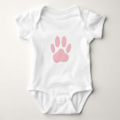 Roze en witte Tartan Dog Paw Print Romper (Voorkant)
