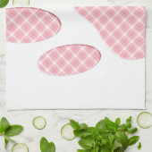 Roze en witte Tartan Dog Paw Print Theedoek (Gevouwen)