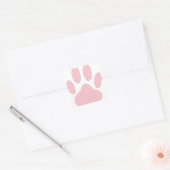 Roze en witte Tartan Dog Paw Print Vierkante Sticker (Envelop)