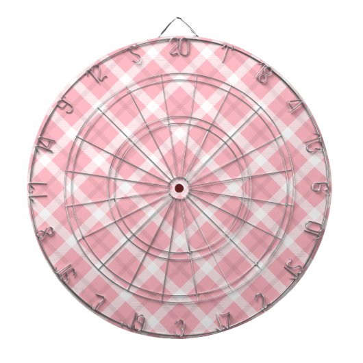 Roze en witte tartanpatroon dartbord (Voorkant)