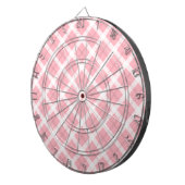 Roze en witte tartanpatroon dartbord (Voorkant Rechts)
