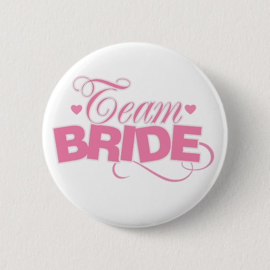 Roze en witte teambride ronde button 5,7 cm (Voorkant)