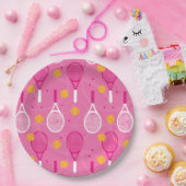Roze en witte tennisracketpatroon  papieren bordje (Feest)