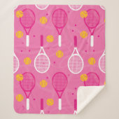 Roze en witte tennisracketpatroon sherpa deken (Voorkant)