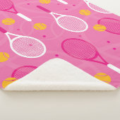 Roze en witte tennisracketpatroon sherpa deken (3/4)