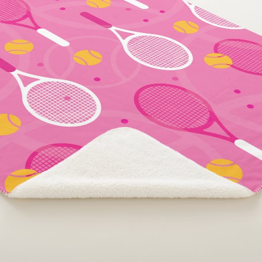 Roze en witte tennisracketpatroon sherpa deken (3/4)