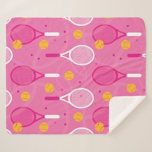 Roze en witte tennisracketpatroon sherpa deken (Voorkant (horizontaal))