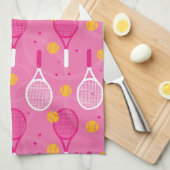 Roze en witte tennisracketpatroon theedoek (Quarter Fold)