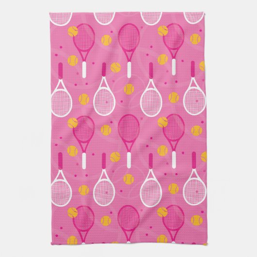 Roze en witte tennisracketpatroon theedoek (Verticaal)
