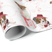 Roze en witte themathema Hoog-Fashioned honden Cadeaupapier (Rol Hoek)