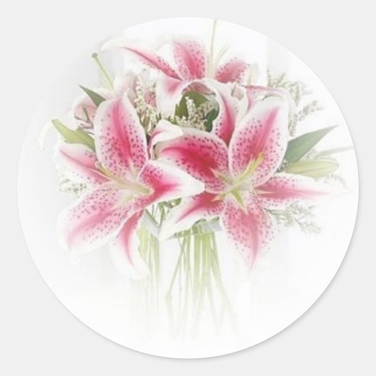 Roze en witte tijgerlelies ronde sticker (Voorkant)