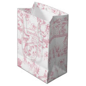 Roze en witte Toile de Jouy Vrijgezellenfeest Medium Cadeauzakje (Voorkant Gekanteld)