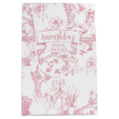 Roze en witte Toile de Jouy Vrijgezellenfeest Medium Cadeauzakje (Voorkant)