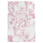 Roze en witte Toile de Jouy Vrijgezellenfeest Medium Cadeauzakje (Achterkant)