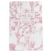 Roze en witte Toile de Jouy Vrijgezellenfeest Medium Cadeauzakje (Achterkant)