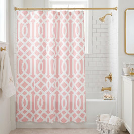 Roze en Witte Tralie | Bewerkbare Kleuren Douchegordijn