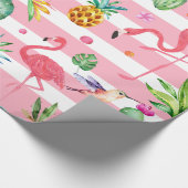 Roze en witte tropische bloemen Planten en vogels Cadeaupapier (Hoek)