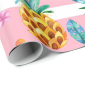 Roze en witte tropische bloemen Planten en vogels Cadeaupapier (Rol Hoek)