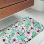 Roze en witte Tropische Hibiscus Floral Patroon Badmat