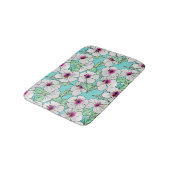 Roze en witte Tropische Hibiscus Floral Patroon Badmat (Gekanteld)