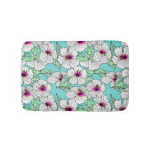 Roze en witte Tropische Hibiscus Floral Patroon Badmat (Voorkant)