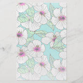 Roze en witte Tropische Hibiscus Floral Patroon Briefpapier (Voorkant)