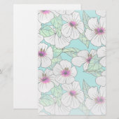 Roze en witte Tropische Hibiscus Floral Patroon Briefpapier (Voorkant / Achterkant)