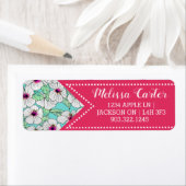 Roze en witte Tropische Hibiscus Floral Patroon Etiket (Insitu)