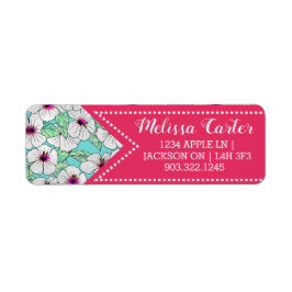 Roze en witte Tropische Hibiscus Floral Patroon Etiket