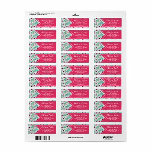 Roze en witte Tropische Hibiscus Floral Patroon Etiket (Full Sheet)