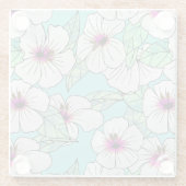 Roze en witte Tropische Hibiscus Floral Patroon Glazen Onderzetter (Achterkant)