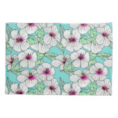 Roze en witte Tropische Hibiscus Floral Patroon Kussensloop (Achterkant)