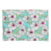 Roze en witte Tropische Hibiscus Floral Patroon Kussensloop (Voorkant)