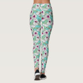 Roze en witte Tropische Hibiscus Floral Patroon Leggings (Achterkant)