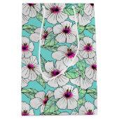 Roze en witte Tropische Hibiscus Floral Patroon Medium Cadeauzakje (Voorkant)