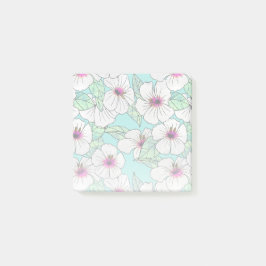 Roze en witte Tropische Hibiscus Floral Patroon Post-it® Notes