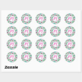 Roze en witte Tropische Hibiscus Floral Patroon Ronde Sticker (Vel)