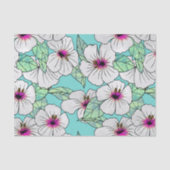 Roze en witte Tropische Hibiscus Floral Patroon Tissuepapier (Voorkant)