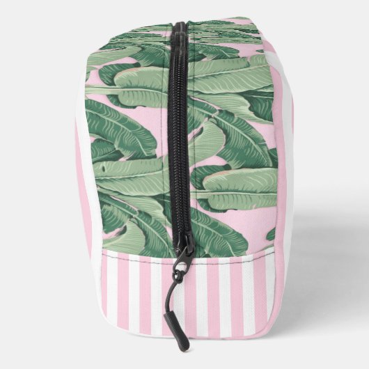 Roze en Witte Tropische Streep | Gepersonaliseerd Toilettasje (Rechts)