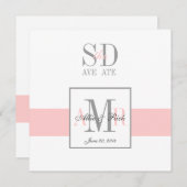 Roze en Witte Trouw Aankondiging Houd-de-Datum (Voorkant / Achterkant)